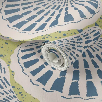 Spoonflower Peel And Stick Wallpaper Coastal Clams -white Coffee (medium) 2' X 12' Removable