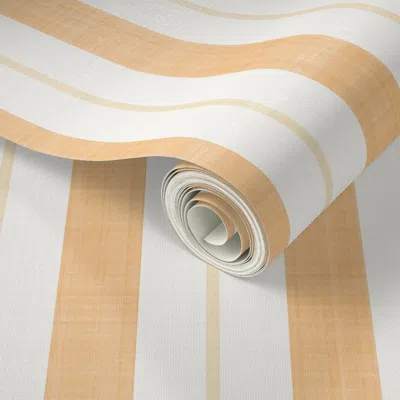 Spoonflower Peel And Stick Wallpaper Coastal Cottage Soft Orange Coastal Preppy Cabana Stripes For Kitchen Walls