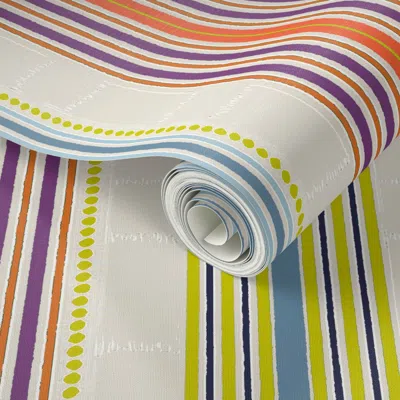 Spoonflower Peel And Stick Wallpaper Coastal Stripe Vertical Fiesta 2' X 12' Removable