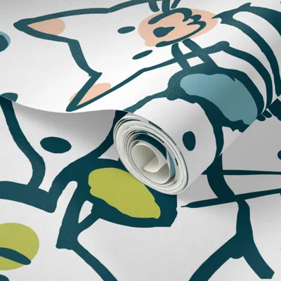 Spoonflower Peel And Stick Wallpaper Color Pop Doodle Dogs And Cats Mid Mod Colorway 24in X 36in Repeat Scale 2'