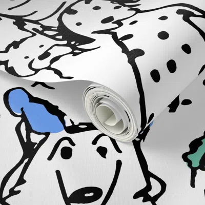 Spoonflower Peel And Stick Wallpaper Color Pop Doodle Dogs Large Ish Repeat(12 In X 24 In) Black Outline 2' X 12 In Multi