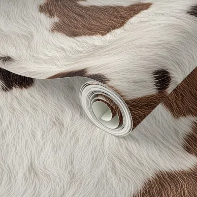 Spoonflower Peel And Stick Wallpaper Comfy Cowhide With Spots And Speckles In Soft Brown And Off White Large  Re