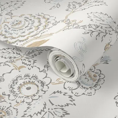 Spoonflower Peel And Stick Wallpaper Convent Garden Tan And Gray Blue  Removable