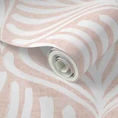 Spoonflower Peel And Stick Wallpaper Coral Reef Rhapsody - White On Blush I - Gentle Modern Coastal Vibe  Remova In Multi