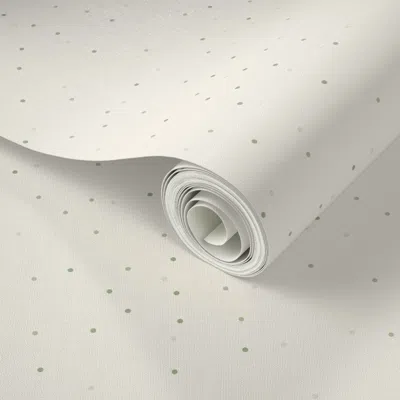 Spoonflower Peel And Stick Wallpaper Cottagecore Blender With Sage Dots 2' X 12' Removable In Neutral
