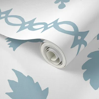 Spoonflower Peel And Stick Wallpaper Courtney Block Print Marlboror Blue On White Copy 2' X 12' Removable