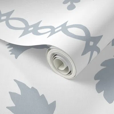 Spoonflower Peel And Stick Wallpaper Courtney Block Print Quiet Blue On White Copy 2' X 12' Removable