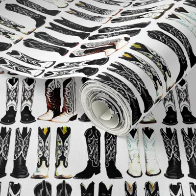 Spoonflower Peel And Stick Wallpaper Cowboy Boots 2023 2' X 12' Removable