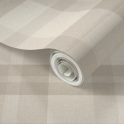 Spoonflower Peel And Stick Wallpaper Cozy Modern Muted Cabincore Linen Look Texture Plaid Entryway Feature Wall 