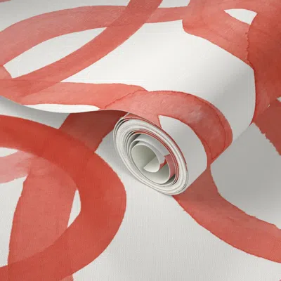 Spoonflower Peel And Stick Wallpaper Crimson Red Circles 2' X 12' Removable