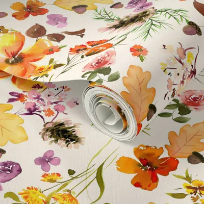 Spoonflower Peel And Stick Wallpaper Crisp Breeze Floral 2' X 12' Removable