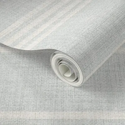 Spoonflower Peel And Stick Wallpaper Crisp Light Blue Grouped Stripes Cottagecore - Linen Look - Horiz - L 2' X  In Gray