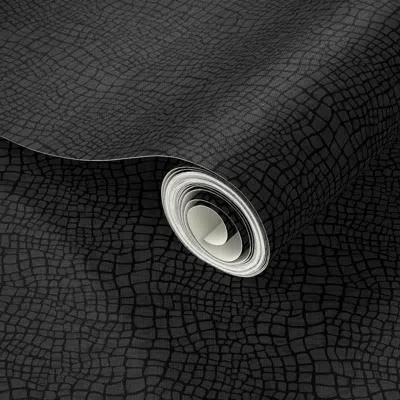 Spoonflower Peel And Stick Wallpaper Crocodile Skin - Black 2' X 12' Removable In Multi