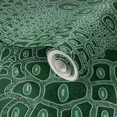 Spoonflower Peel And Stick Wallpaper Crocodile Textured Leather- Deep Green Emerald- Animal Print- Large Scale 2