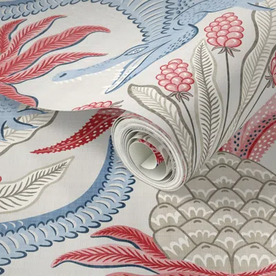 Spoonflower Peel And Stick Wallpaper Crocodiles - Textured Red Blue Sand - Large  Removable In Multi