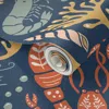 Spoonflower Peel And Stick Wallpaper Crustacean Core Large Scale Navy Background 2' X 12' Removable In Multi