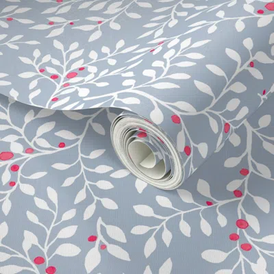 Spoonflower Peel And Stick Wallpaper Custom Amy Maren Soft Blue 1 And Red 2' X 12' Removable