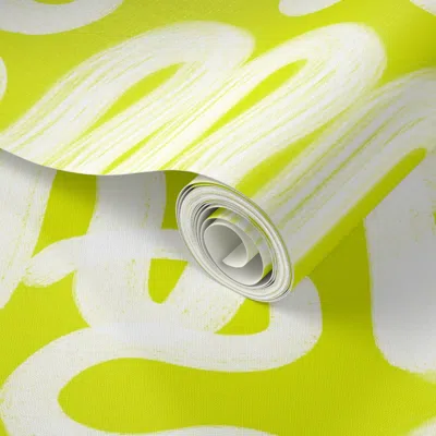 Spoonflower Peel And Stick Wallpaper Custom Daniel Squiggle Version 2 White On Dceb00  Removable