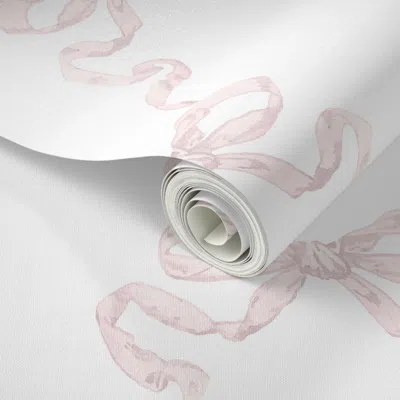 Spoonflower Peel And Stick Wallpaper Custom Diana Hannah Ribbon Trellis Edd6d7 On White 2' X 12' Removable