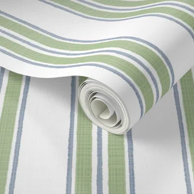 Spoonflower Peel And Stick Wallpaper Custom Kelly Green And Blue Anderson Stripe  Removable