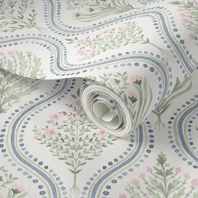Spoonflower Peel And Stick Wallpaper Custom Meghan Monticello Blue Green And Pink  Removable In Multi