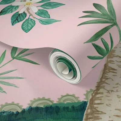 Spoonflower Peel And Stick Wallpaper Custom Sized Pink And Green Deluxe 2' X 12' Removable