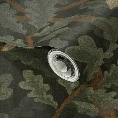 Spoonflower Peel And Stick Wallpaper Custom Thomas Green Sepia Brown Extra Dense Woodlands  Removable