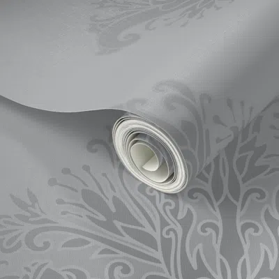 Spoonflower Peel And Stick Wallpaper Damask Style Boho Abstraction Swirl Ornamental Flowers Grey Pattern-794 2' 