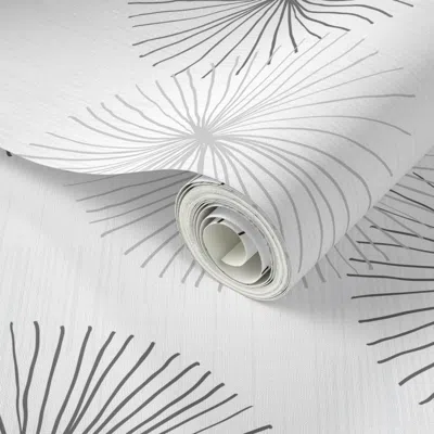 Spoonflower Peel And Stick Wallpaper Dandelions Grayscale By Friztin 2' X 12' Removable In Multi