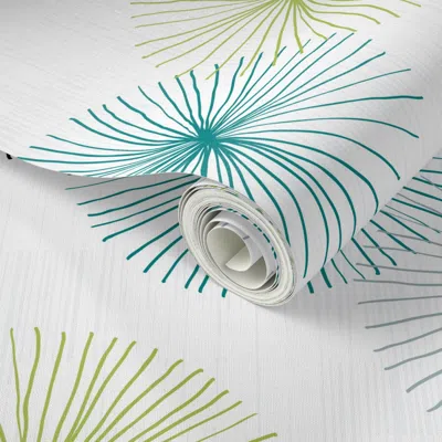 Spoonflower Peel And Stick Wallpaper Dandelions M+m Confetti Teal Lime By Friztin 2' X 12' Removable
