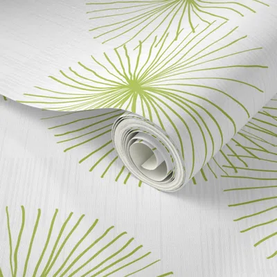 Spoonflower Peel And Stick Wallpaper Dandelions M+m White Lime By Friztin  Removable In Green