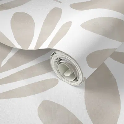 Spoonflower Peel And Stick Wallpaper Daria (tan)  Removable In Gray/white/green