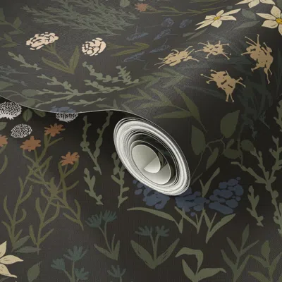 Spoonflower Peel And Stick Wallpaper Dark Garden 2' X 12' Removable