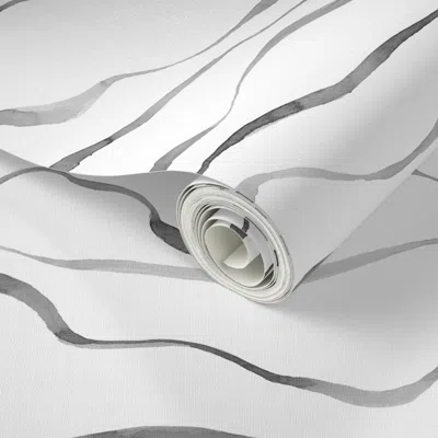 Spoonflower Peel And Stick Wallpaper Dark Grey Watercolor Waves  Removable