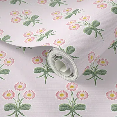 Spoonflower Peel And Stick Wallpaper Darling Miss Daisy Pink 2' X 12' Removable