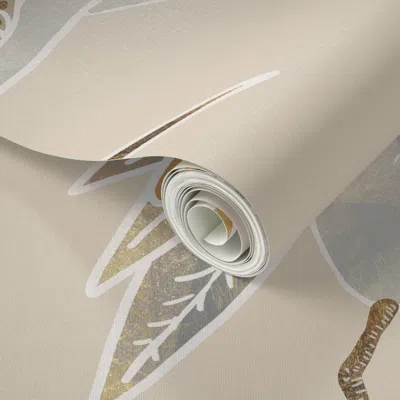 Spoonflower Peel And Stick Wallpaper Deco Cranes Jumbo Scale Pearlescent Benjamin Moore Manchester Tan 24 Inch X