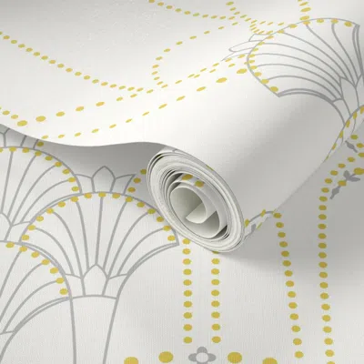 Spoonflower Peel And Stick Wallpaper Deco Lace Ivory Large 2' X 12' Removable