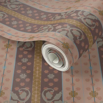 Spoonflower Peel And Stick Wallpaper Deco Luxe (pantone Mocha Mousse + Elegant Palette Challenge) 2' X 12' Remov In Brown