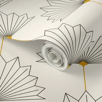 Spoonflower Peel And Stick Wallpaper Deco Palm Leaves (large Scale)  Removable
