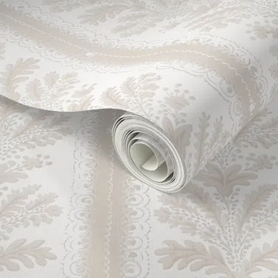 Spoonflower Peel And Stick Wallpaper Devonshire Damask Tan 2' X 12' Removable