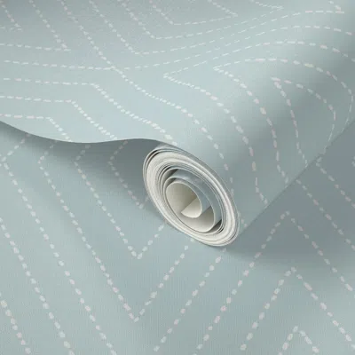 Spoonflower Peel And Stick Wallpaper Diamond Dash In Aqua And Cream 2' X 12' Removable