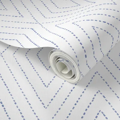 Spoonflower Peel And Stick Wallpaper Diamond Dash Painted In Navy 2' X 12' Removable In Multi
