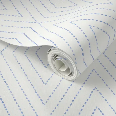 Spoonflower Peel And Stick Wallpaper Diamond Dash Watery Blue 2' X 12' Removable In Multi