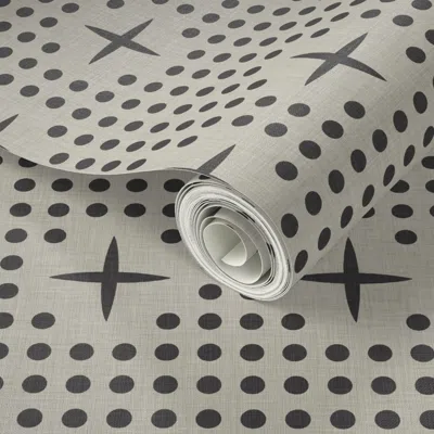 Spoonflower Peel And Stick Wallpaper Dot And Plus Neutral 2' X 12' Removable