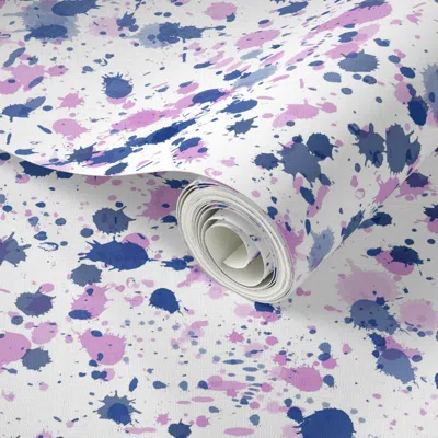 Spoonflower Peel And Stick Wallpaper Double Splat In Magenta And Indigos 2' X 12' Removable