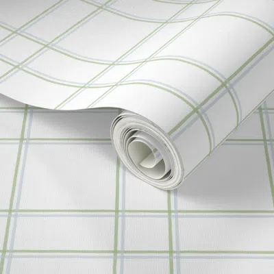 Spoonflower Peel And Stick Wallpaper Double Window Pane Green Soft Blue On White  Removable