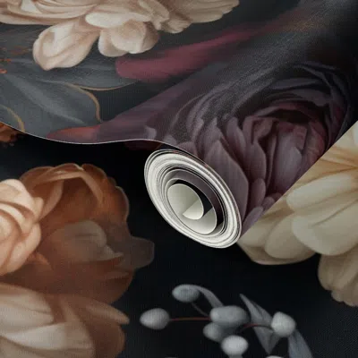 Spoonflower Peel And Stick Wallpaper Dramatic Dark Floral Romantic Gothic Moody Flower Dark And Romantic Gothic  In Multi