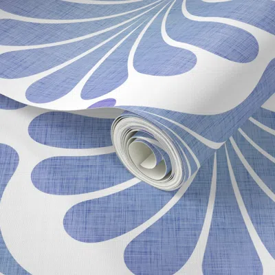 Spoonflower Peel And Stick Wallpaper Dreamy Flower Bed Minimalist Geometric Floral  Art Deco 2' X 12' Removable In Blue
