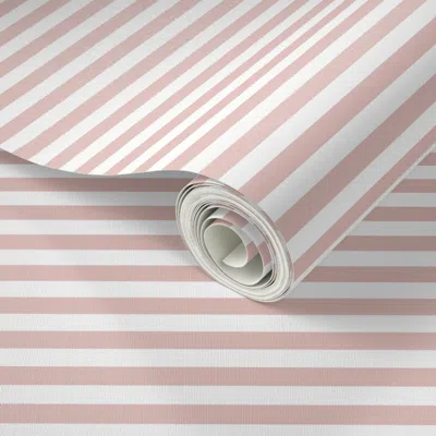 Spoonflower Peel And Stick Wallpaper Dusty Pink Stripes 1/2" 2' X 12' Removable