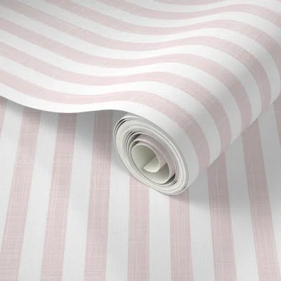 Spoonflower Peel And Stick Wallpaper East Fork Piglet Half Inch Stripe With Linen Texture 2' X 12' Removable